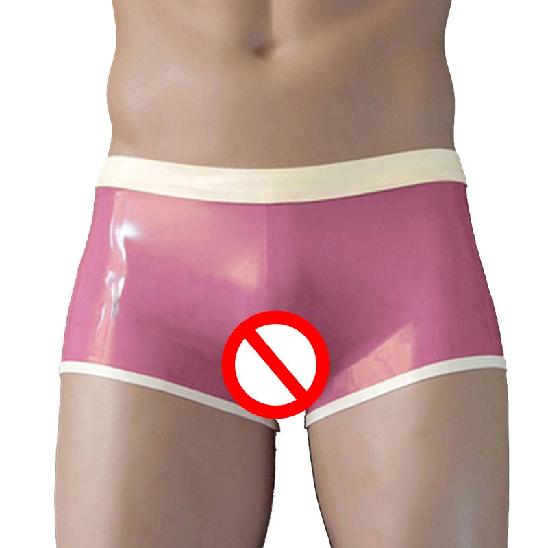 Contrast Natual Latex Panties Apparel Sexy Briefs Colorful Sex Underwear Toy for Men