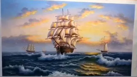 Modernes Segel- und Boot-Wal-Art-Gemälde für die Inneneinrichtung